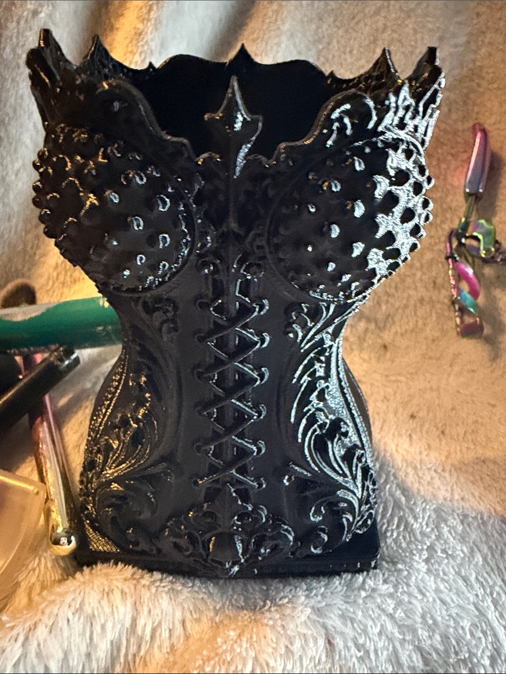 Black Corset-Shaped Makeup Brush Holder - Women Accessories